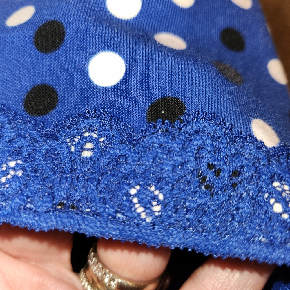 NWT Ambrielle Size 38D Blue/Black/White Polka Dot Underwire Bra Lace Organic - Picture 9 of 10
